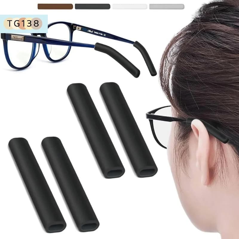 【Nuovo】2 paia di coperture antiscivolo per occhiali, ganci per le orecchie in silicone, supporti per occhiali da sole, punte per aste degli occhiali, nero, bianco, marrone
