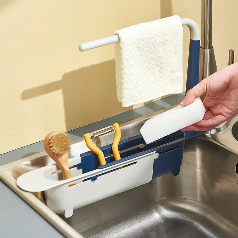 1Pc Multifunzionale Lavello Telescopico Scaffale Lavelli Da Cucina Organizzatore Portasapone Spugna Per La Casa Cucina Bagno Cestino di Immagazzinaggio