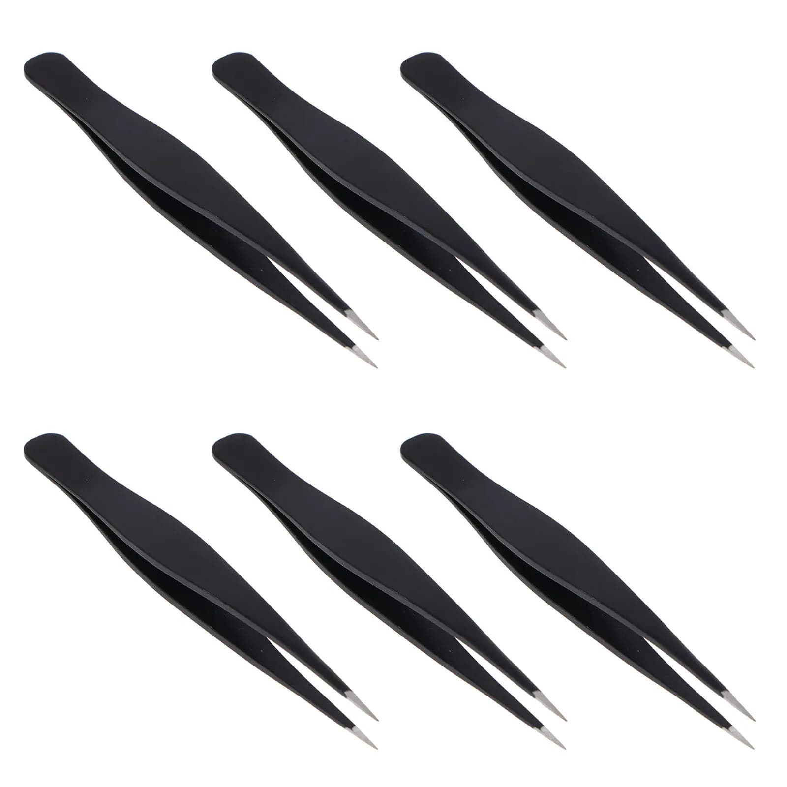 Set of 6 Stainless Steel Eyelash Tweezers, Premium Tool for Make-up, for Fin Eyelash Grip and Extension, Precision Grips