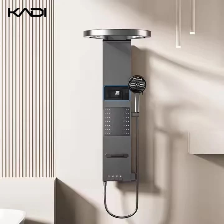 Modern Hotels In-Wall Bathroom Set Gun Grey Waterfall Bath Shower Faucet Soft/Massage/Jet Rain Shower Head Juego De Ducha