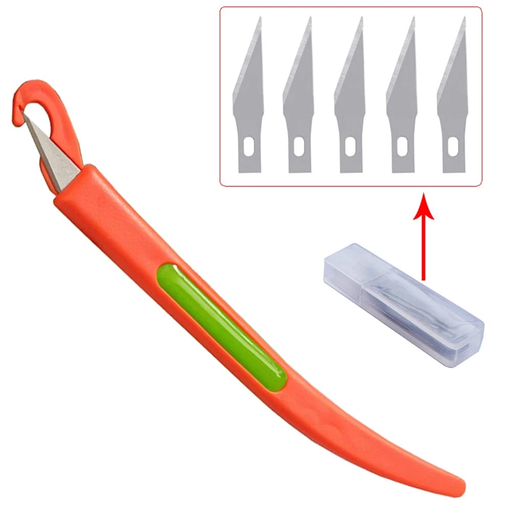 Taglierina per vinile di sicurezza 5 pezzi Lame Coltello di protezione Manico multiuso Pellicola in fibra di carbonio Involucro per auto Decalcomanie di carta Utensili da taglio Styling artigianale