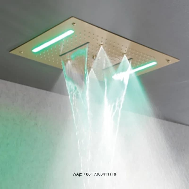 Set doccia a scomparsa con diodo luminescente multifunzionale Rubinetto termostatico Corpo in ottone cromato Parete incorporata in ceramica