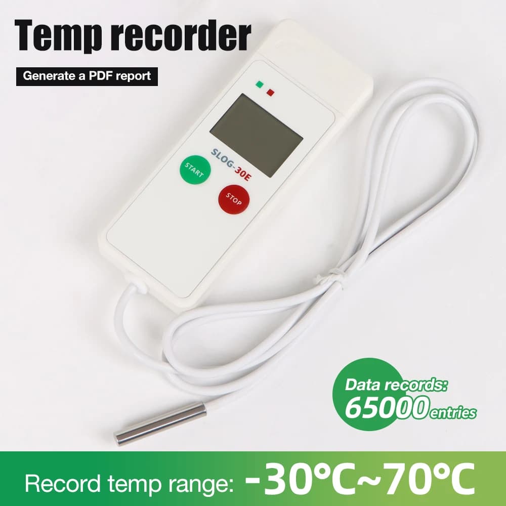 Registratore di dati di temperatura USB Registratore di temperatura Registrazione di 65000 punti Monitor di temperatura riutilizzabile Registratore di rapporti PDF per catena del freddo