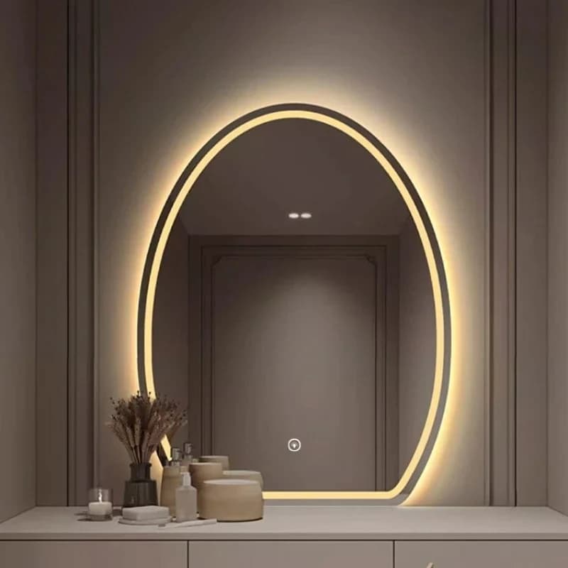 Specchi da bagno a LED Smart Touch Specchi da bagno ovali per camera da letto Specchi per trucco da bagno multifunzione nordici per bagno N