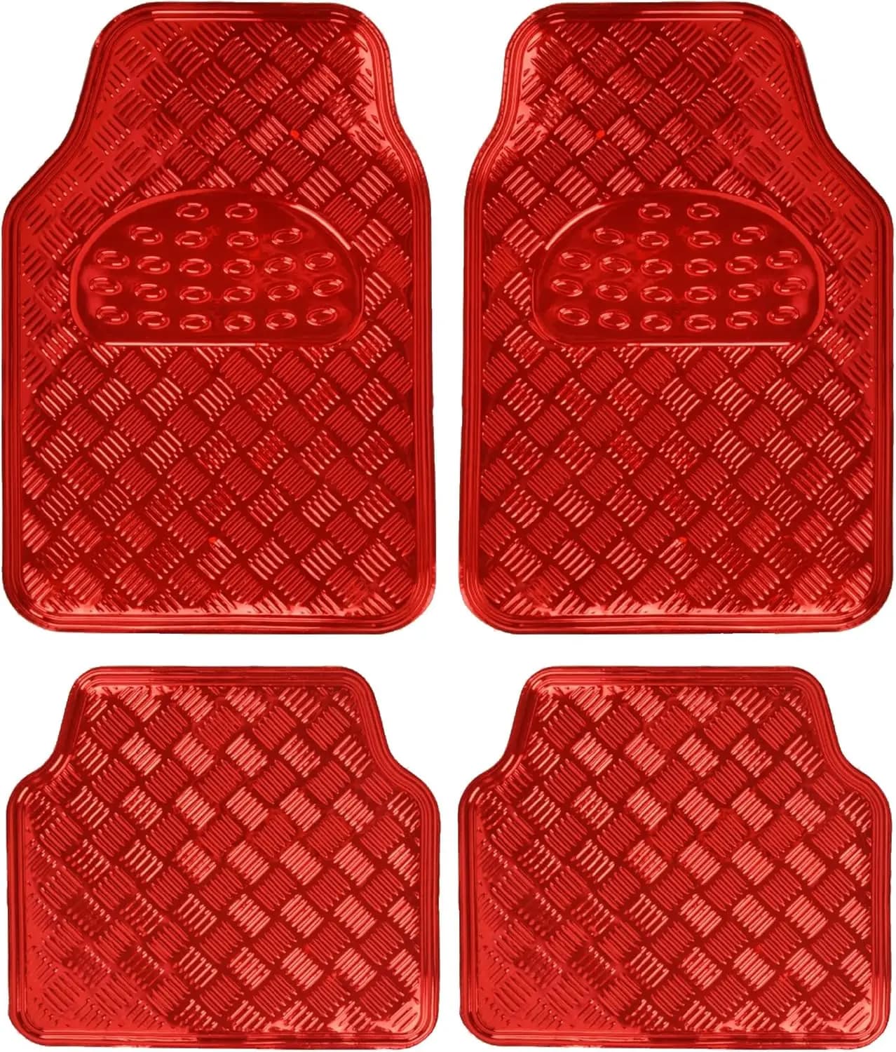 Set di Tappetini Universali per Auto Resistenti alle Intemperie con Base Antiscivolo, Adatti per Auto SUV e Camion in Rosso