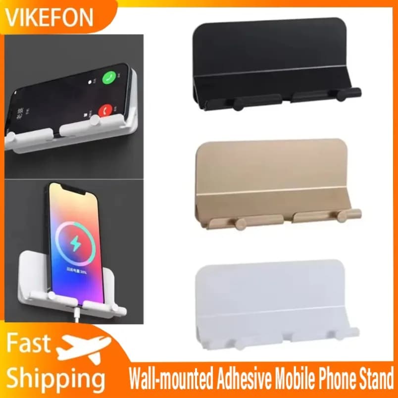 Per telefono portatile Supporto per portachiavi con auricolare cablato multifunzionale Supporto per telefono cellulare adesivo a parete senza perforazione