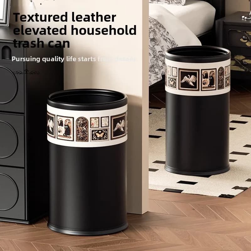Garbage can, living room, kitchen, bathroom, large metal trash can, light luxury, high-end household large capacity
