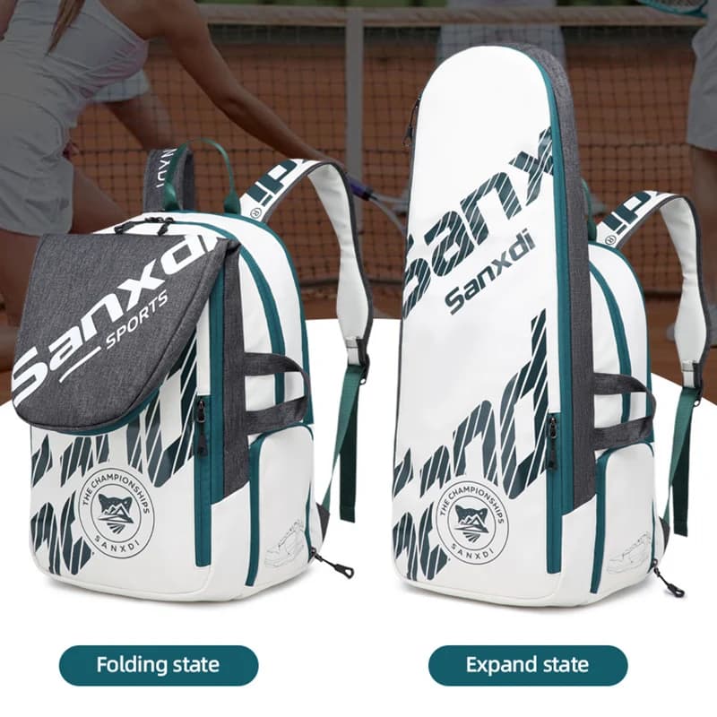 Men's folding tennis backpack, badminton racket bag, squash, with shoes, racquetball, outdoor sports, workout, gym, men's bag