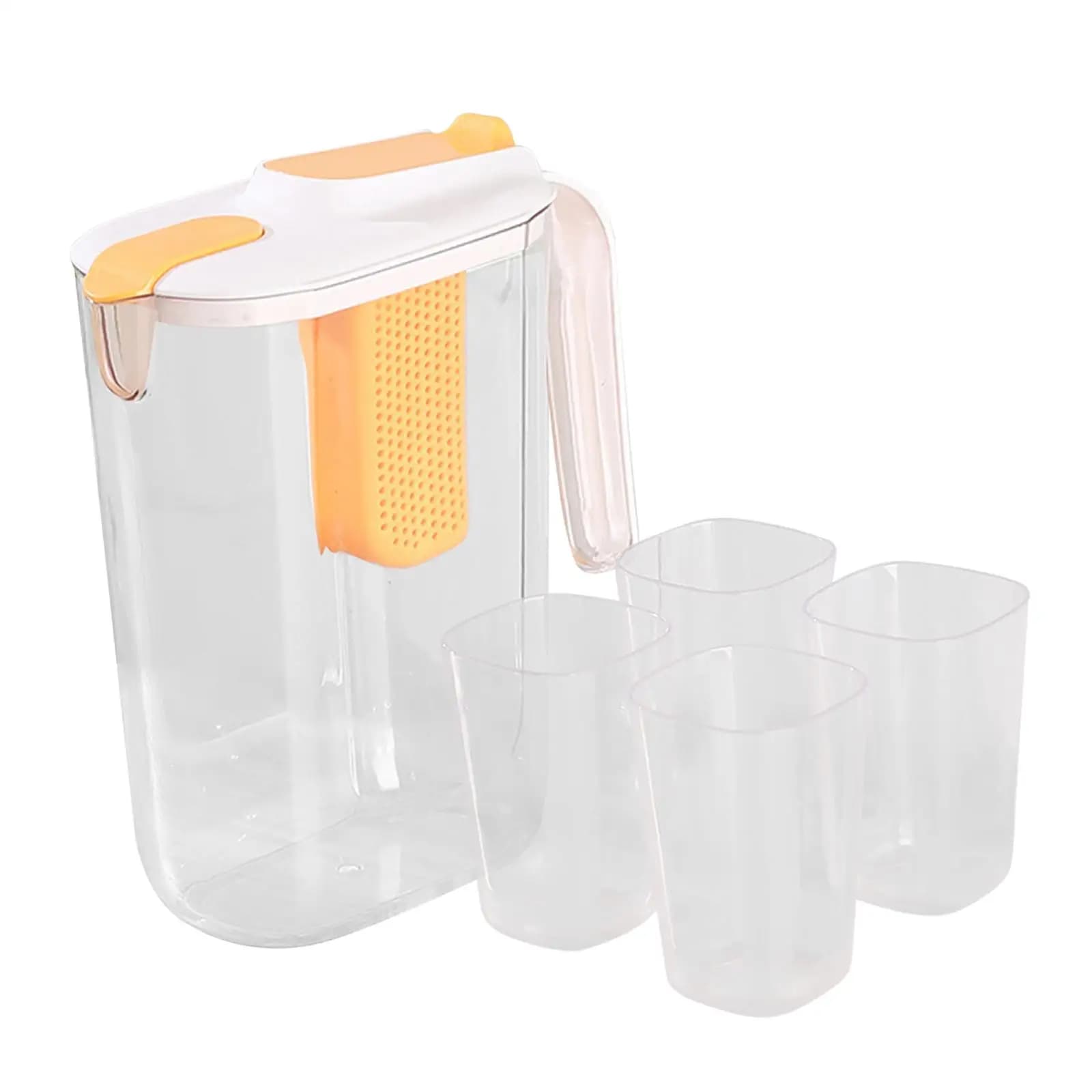 Clear Ice Tea Maker, Beverage Pitcher with 4 Cups and Handles, Large Water Carafe Drink Pitcher Jug for Iced Tea Coffee 2400ml