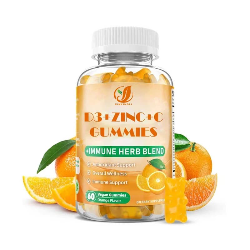 Gommose di Vitamina C+D3+Zinco per Adulti, Integratori per il Supporto Immunitario con Sambuco ed Echinacea - Potenti Antiossidanti
