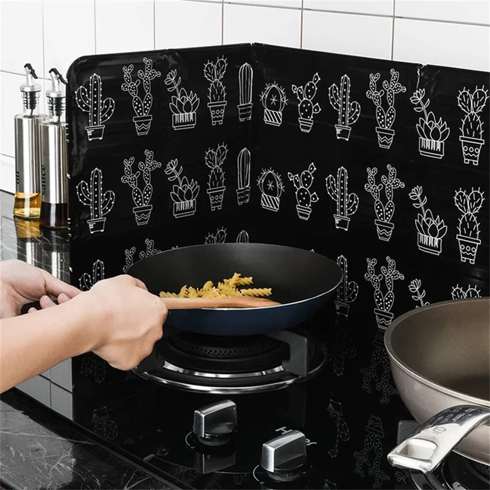 Paraspruzzi Pieghevole in Alluminio per Fornello a Gas, Protezione Anti-Schizzi Olio per Cucina, Accessori da Cucina