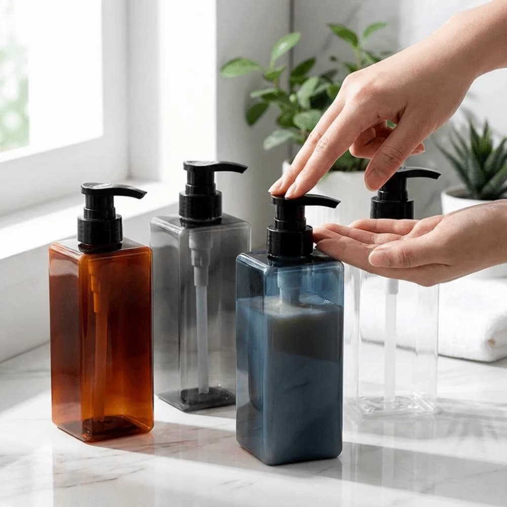 400/500ml Soap Dispensers Refillable Square Design Lotion Pump Bottle Press Type Empty Shampoo Sub-bottling Bathroom Home Use