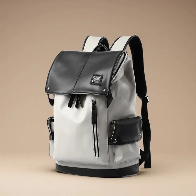 MATE ELAN High Quality Flip Leather Laptop Backpack for Men Women 15.6 inch Casual Travel Rucksack Teenagers School Bag No USB