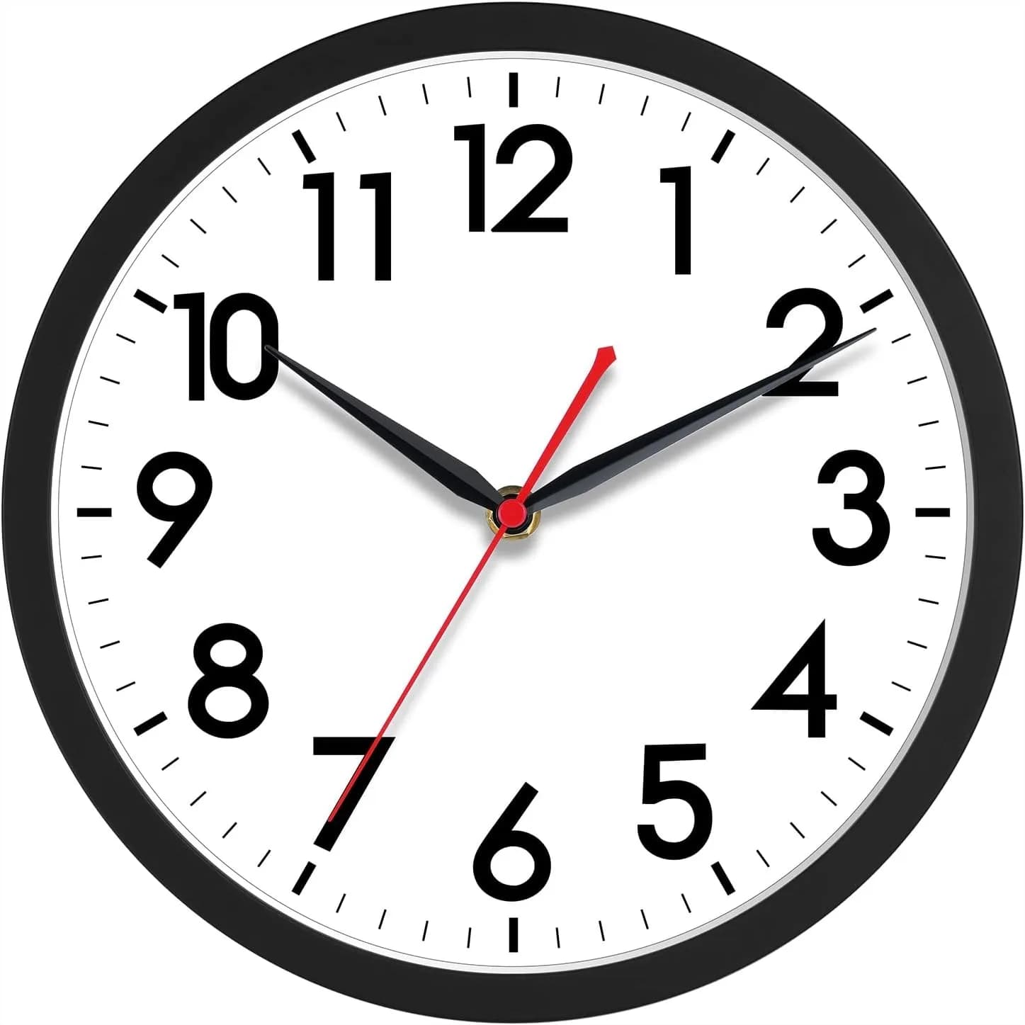 Orologio da Parete Silenzioso 10 Pollici, Analogico Classico a Batteria, per Casa, Ufficio, Cucina, Camera da Letto, Soggiorno, Nero