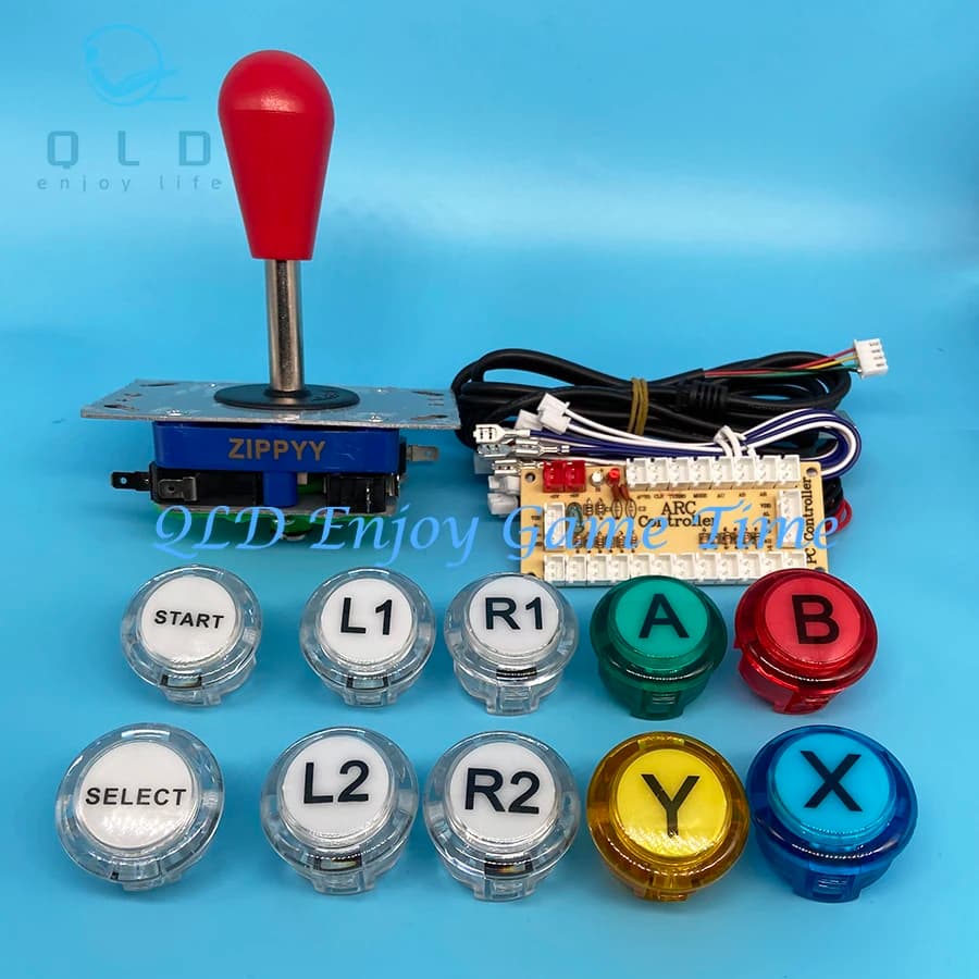 Kit fai da te arcade con codificatore USB, kit controller 1 lettore, Raspberry Pi, armadio console, pulsanti Sanwa copia trasparenti Obsc-30