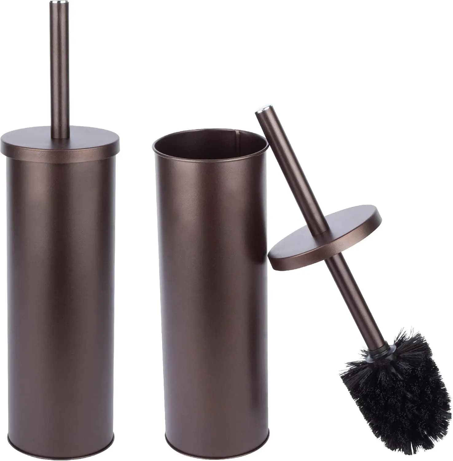 Set di Spazzole per WC in Bronzo con Manico in Metallo - Confezione da 2, Design Moderno