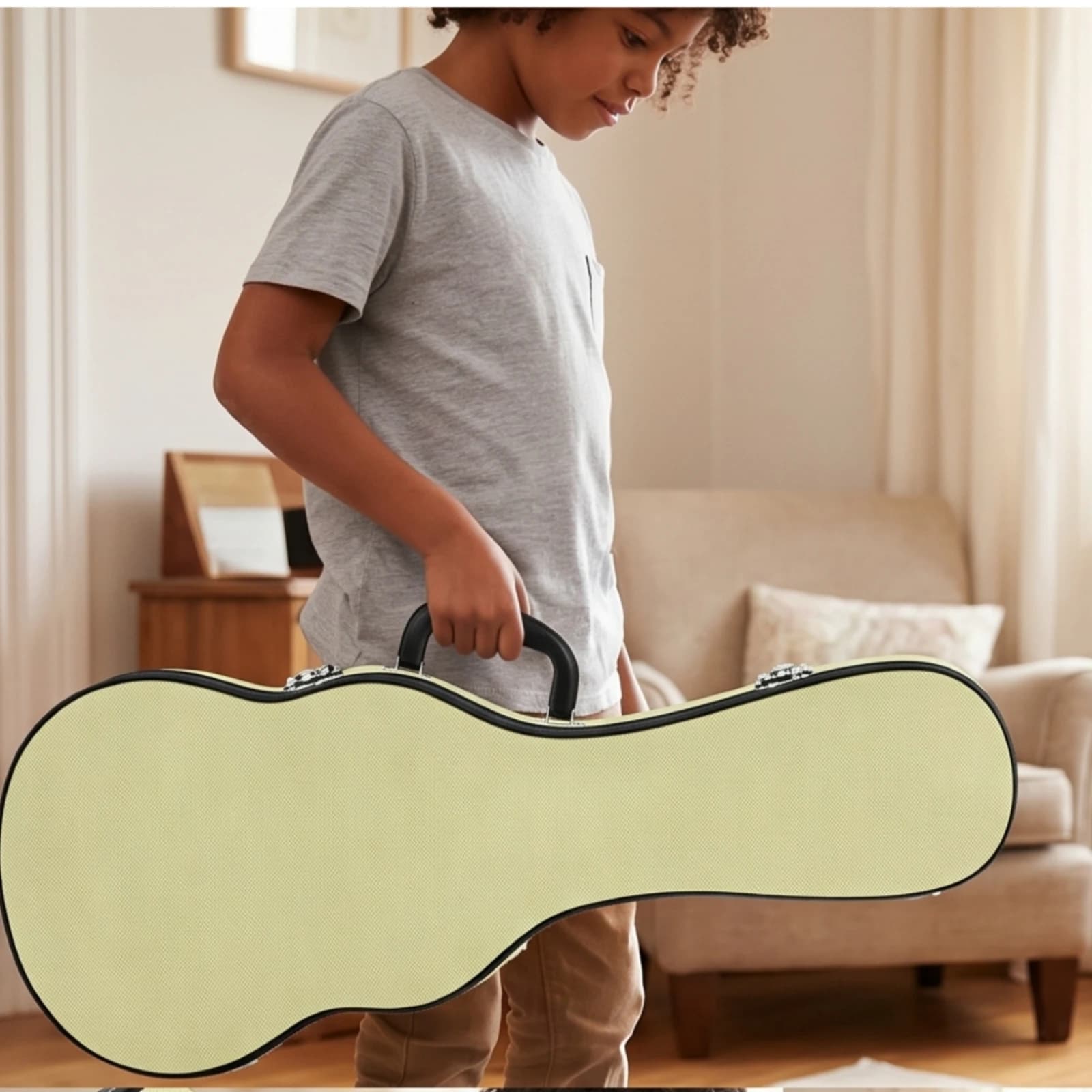 Ukulele Hard Case Secure Ukulele Case with Storage Compartment Long-Lasting Portable for Musicians, Travel, Rehearsals