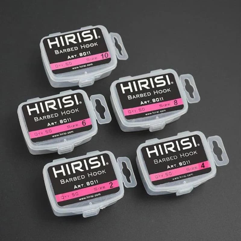 Hirisi 50pcs Boxed Hooks Barbed Multi-Type Hooks Carp Hooks Fishing Tackle