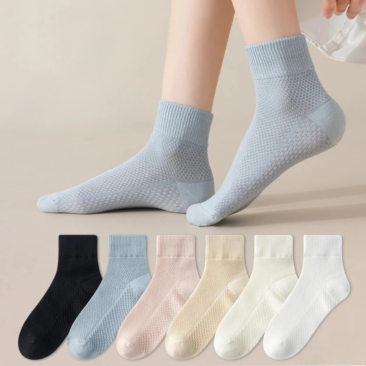 3 Paia di Calzini Corti da Donna in Cotone Traspirante, Stile College, Assorbenti, Tinta Unita, per Primavera e Autunno