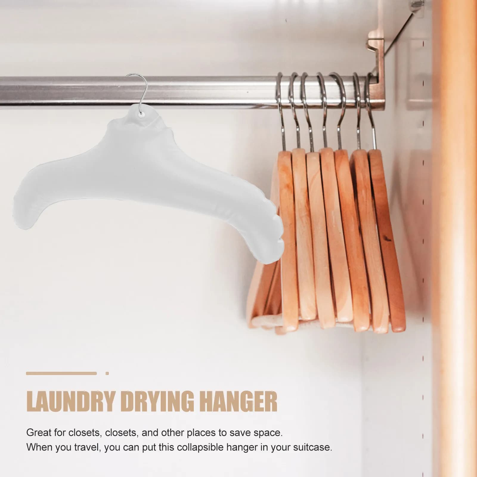 3 portable space saving inflatable clothes hangers, cabinet organizer, travel clothes rack, light and multi-purpose