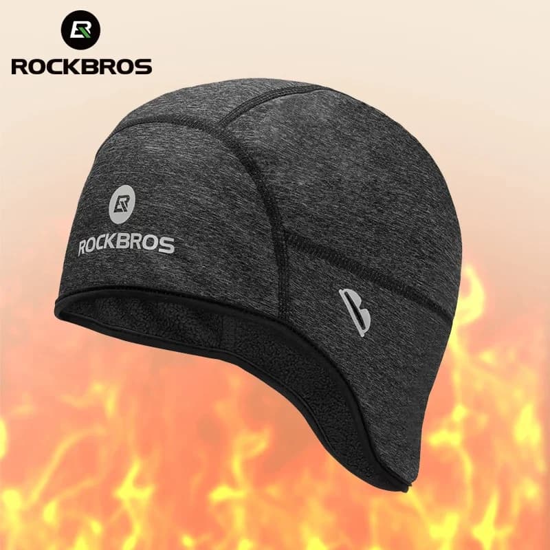 ROCKBROS Berretti da bici invernali Cappelli da ciclismo in pile termico antivento Berretto da bicicletta MTB Sci Equitazione Cappello da motociclista Bandana Fodera per casco
