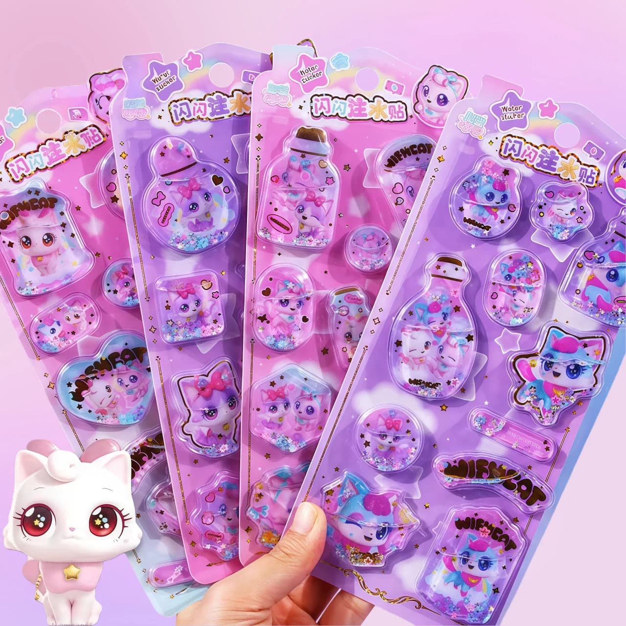 1PC Kawaii 3D Puffy Shaker Sticker Sheet, Gold Foil Stickers with Cute Animal Candy Heart Star for Journal Scrapbook DIY Craft