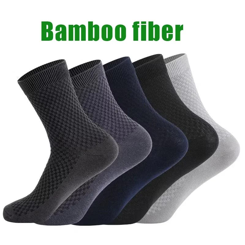 5 pairs/lot high quality men's socks in bamboo fiber business deodorant socks breathable men's casual socks large size EU38-46