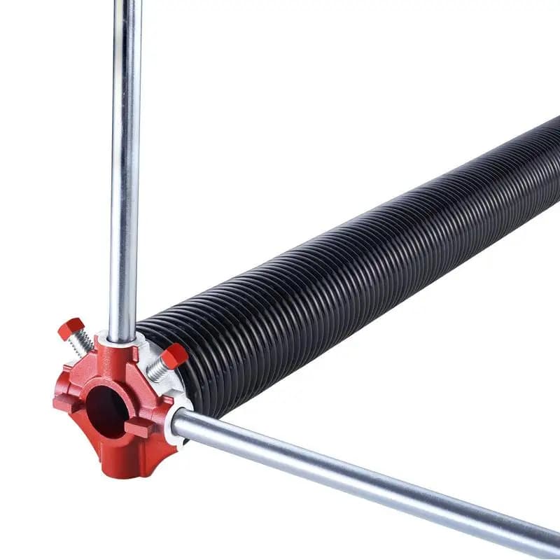 Torsion springs for garage doors (Φ 5.94 x Φ 50.8 x 787 mm) 16000 cycles, black coated, replacement, garage door springs with non-slip winding rods, gloves, and mounting wrench