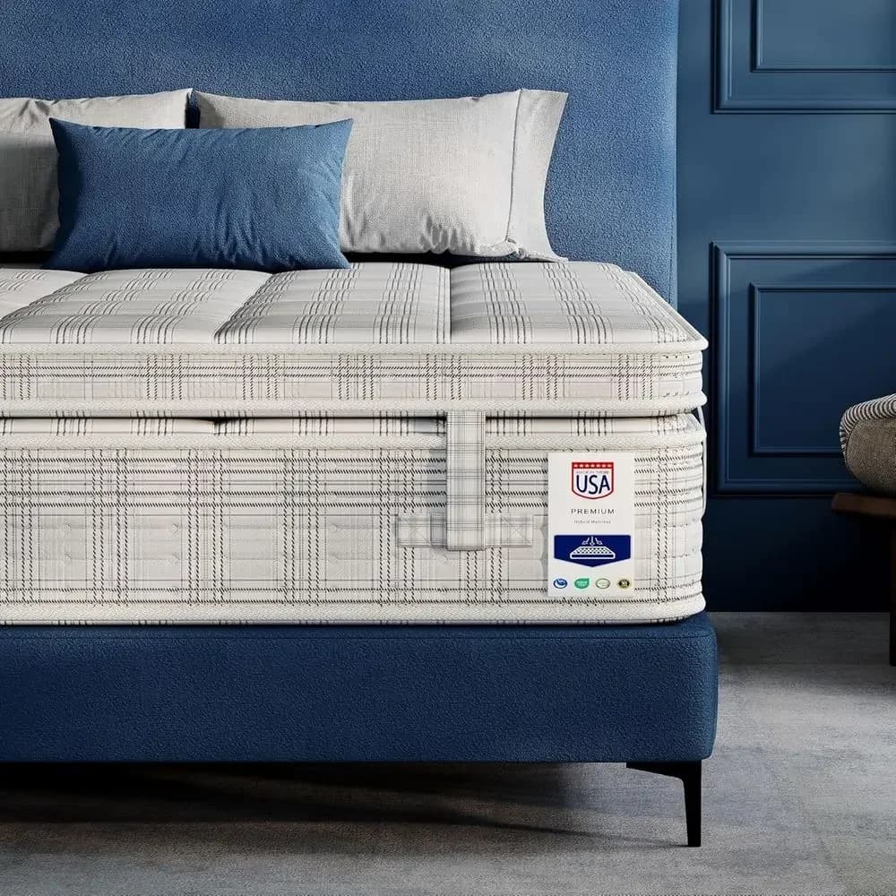 Materasso Ibrido da 13 Pollici in Scatola con Pillow Top, Memory Foam in Gel, Molle Indipendenti e Supporto Extra per la Zona Lombare