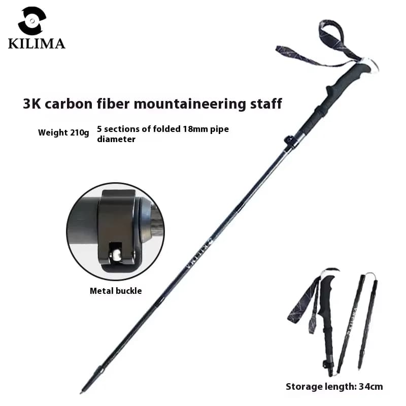 KILIMA Foldable Trekking Sticks in Carbon Fiber, Lightweight and Portals for Open Sports, Unisex