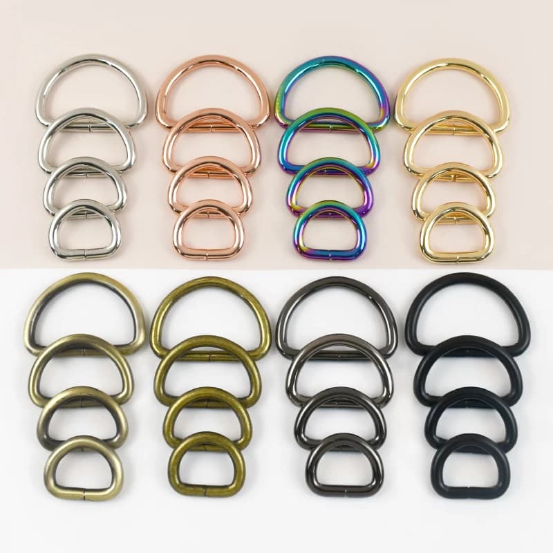 50 Pezzi Anelli a D in Metallo da 13-50mm, Moschettoni Ovali, Ganci per Uncinetto, Fibbie di Connessione per Cinghie, Clip per Borse, Ganci a Moschettone