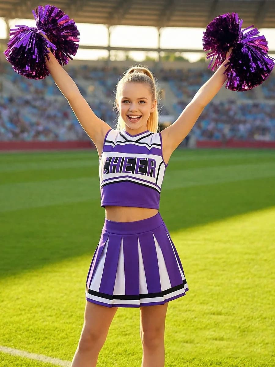 Uniforme da Cheerleader per Ragazze con Gonna Plissettata, Abito Sportivo Leggero e Comodo per Esibizioni e Competizioni