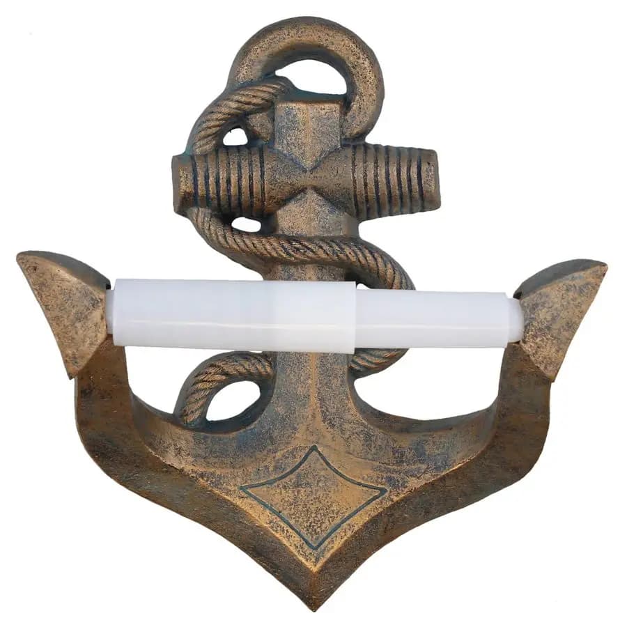 Porta carta igienica con ancoraggio decorativo per barca, corda rustica avvolta, decorazione nautica, finitura Verdigris in bronzo