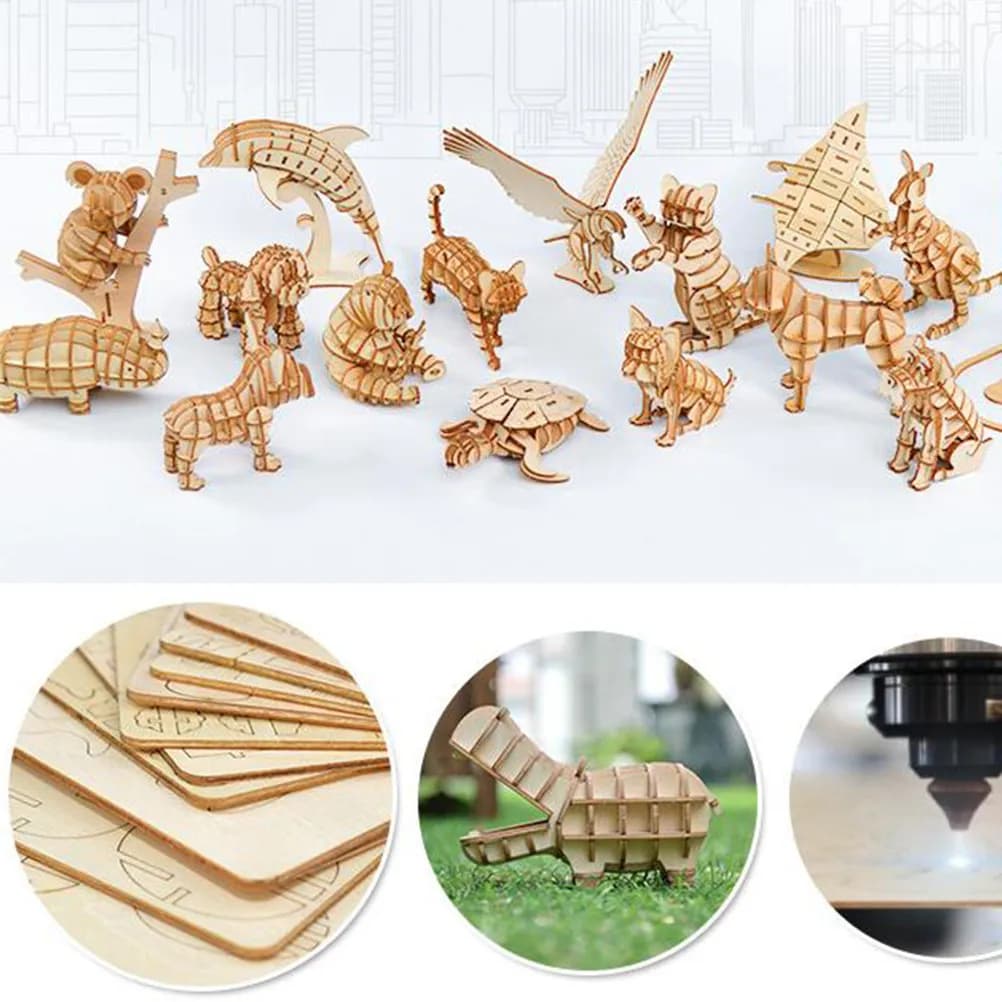 Puzzle 3D in Legno a Forma di Coniglio, Regalo Educativo Creativo Fai-da-Te, Migliora la Coordinazione Occhio-Mano per Bambini, Puzzle Artigianale