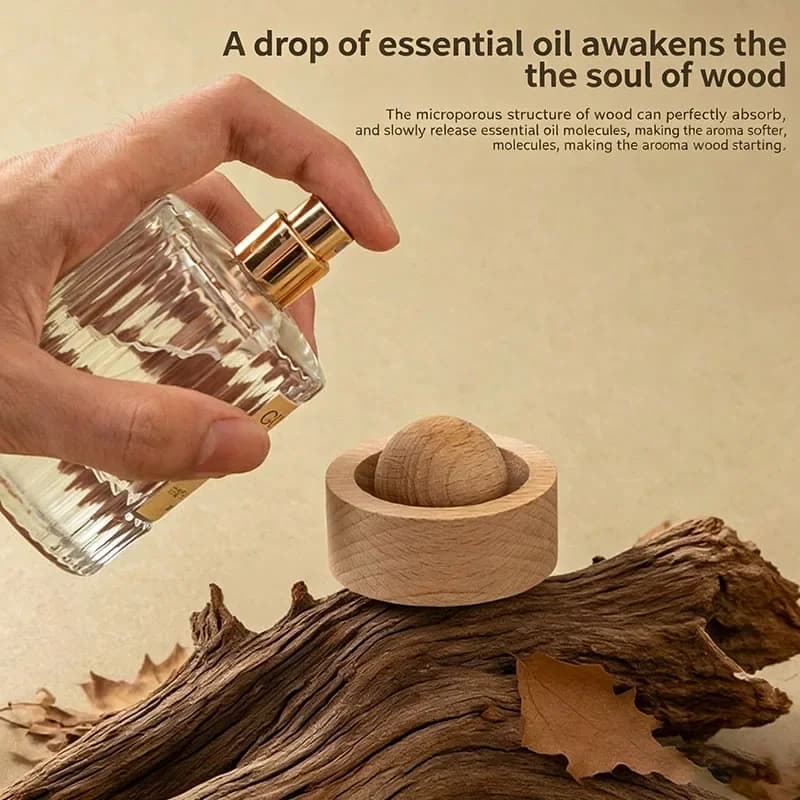 Car & Home Essential Oil Diffuser - Made of Wood Mini Cute Natural Fragrance Diffuser Suitable Parts for Bedroom Automobiles