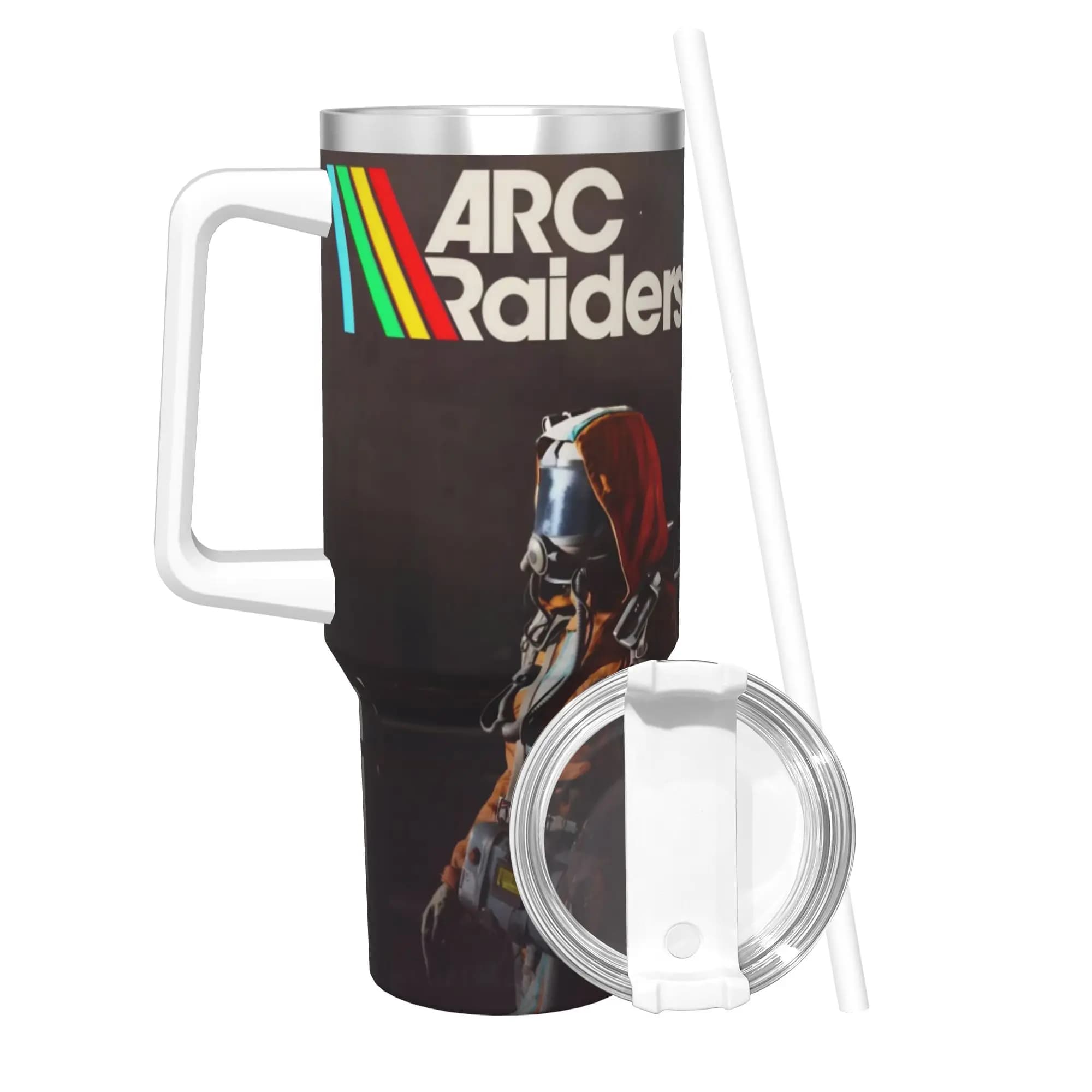 Tumbler Isolato con Tema Videogiochi Arc Raiders con Coperchio e Cannucce, Tazza Termica Sottovuoto per Viaggi e Auto, 40 once