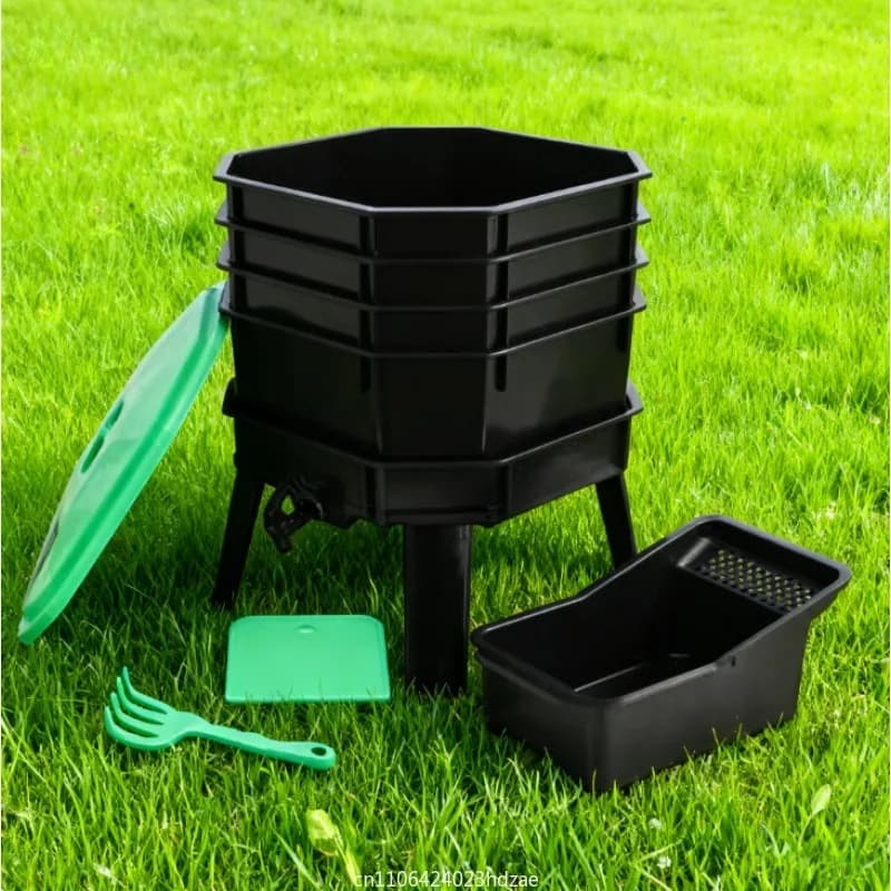 applicare al contenitore multifunzionale per compost a vite senza fine: vassoio componibile per la fermentazione dei rifiuti da cucina