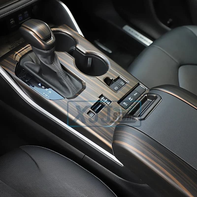 Misura per TOYOTA Highlander XU70 Kluger 2022 2023 2024 Struttura in legno di pesca Protezione interna per auto Adesivo Pannello tazza di controllo centrale