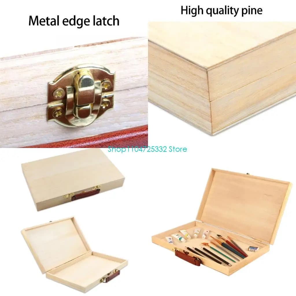 P5EA Handheld Wooden Artist Paint Tool Case For Watercolor Oil Paint and Art Brushes