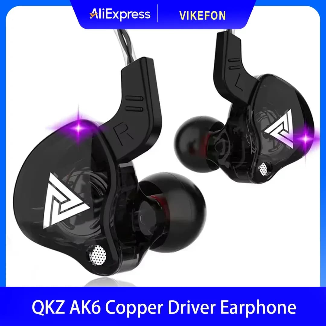 VIKEFON QKZ AK6 In-Ear Audiences with 6 Dynamic Drivers, Microphone, Stereo, Sports, HIFI, Subwoofer, Headphones Monitor