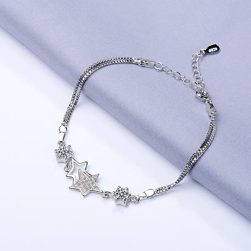 Braccialetti con stelle romantiche Cristallo lucido Viola Zircone Pietra Scatola-Catena Fascino Bracciale femminile Accessori Gioielli semplici Migliori regali
