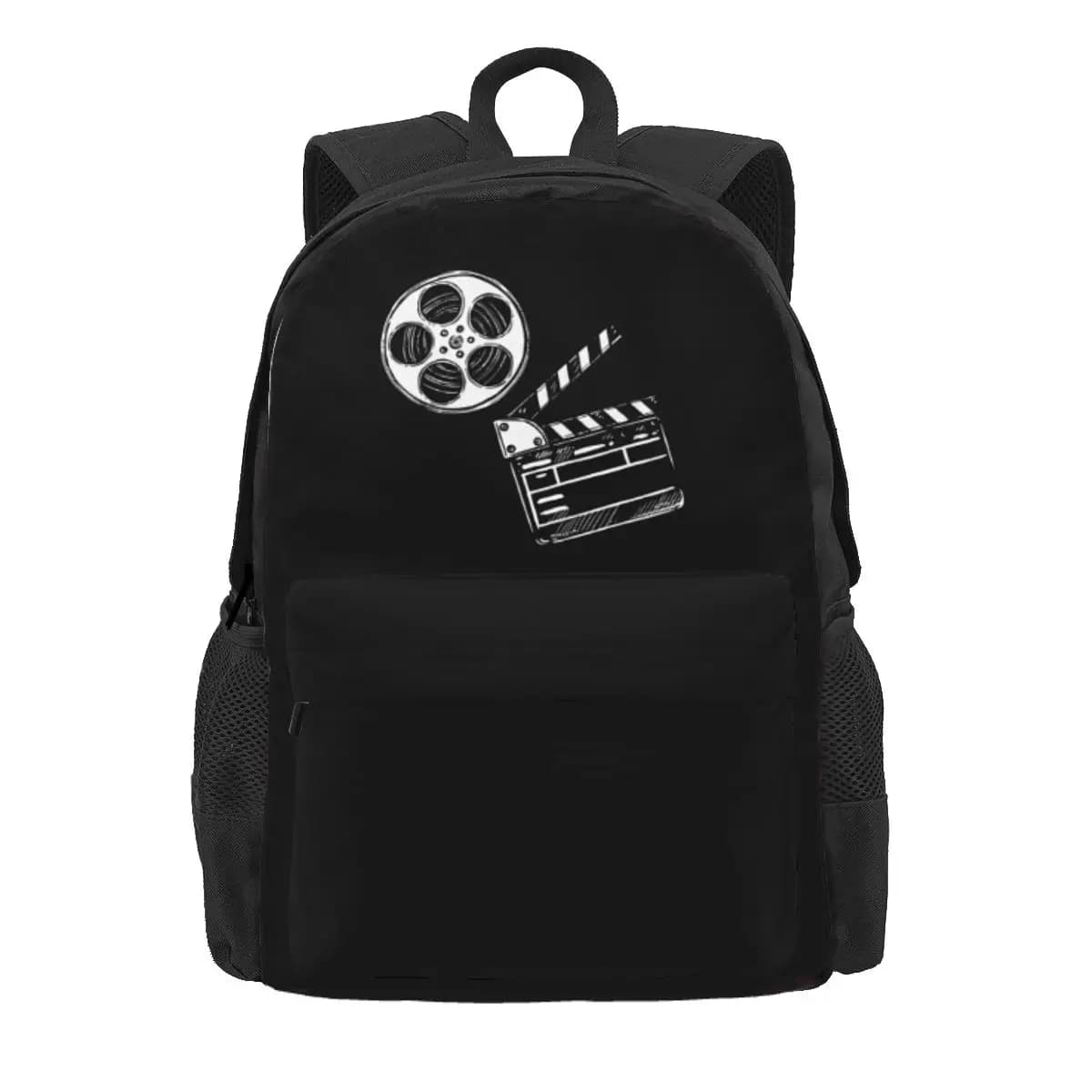 Movies, Film And Clapperboard Backpack Daypack Large Capacity Kids BookBag School Bag Shoulder Bags for Men Women
