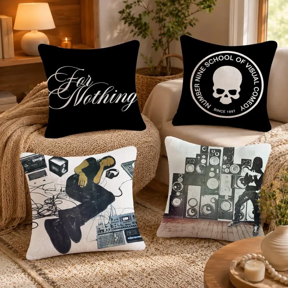 Singer N-Nine Vicious Cushion Cover Soft Short Plush Pillow Case Double Sided Print Washable Sofa Bed Home Decor Gift