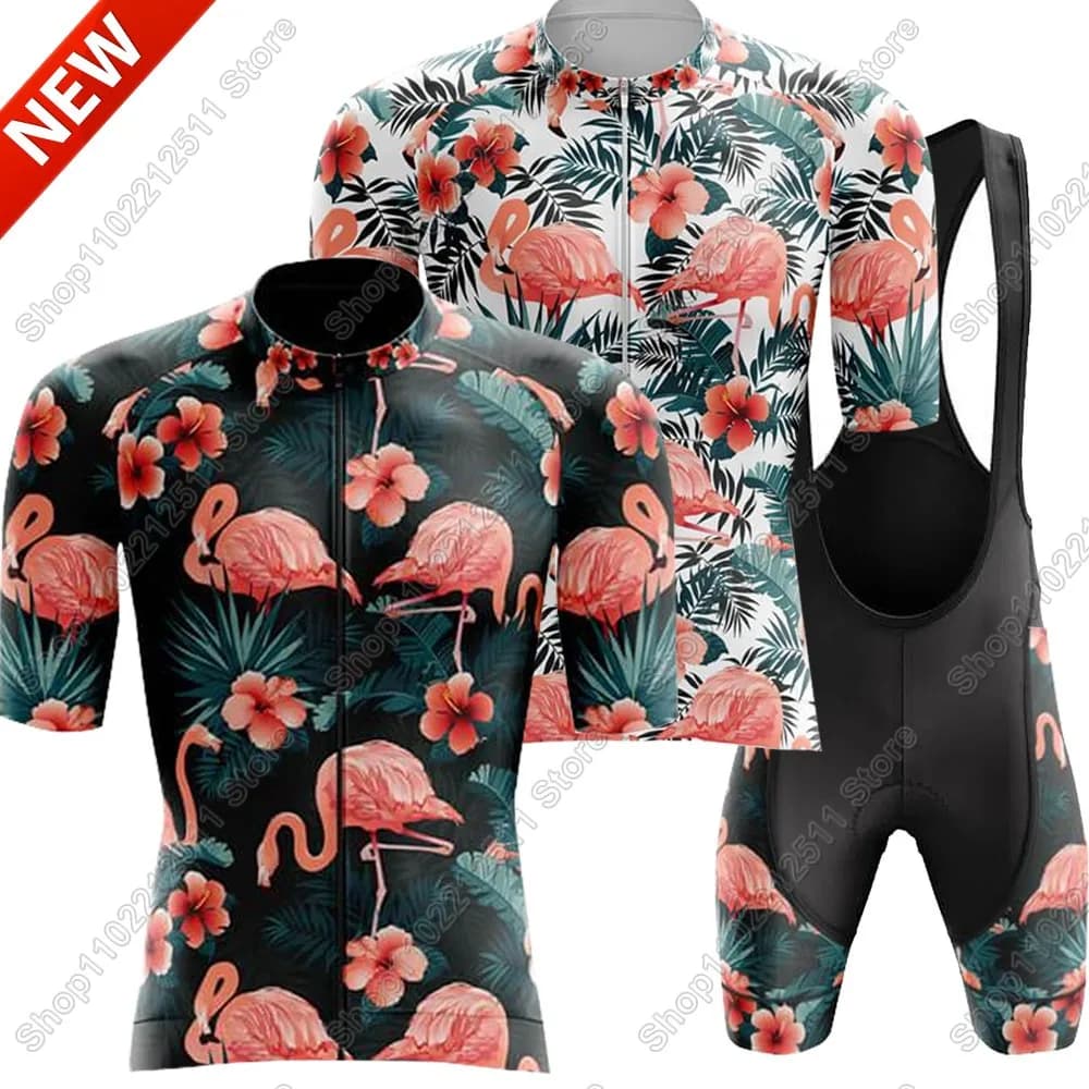 2025 Flamingo Cycling Shirt Set Cycling Clothing Men Summer Road Bike Shirts Cycling pants MTB Ropa Maillot