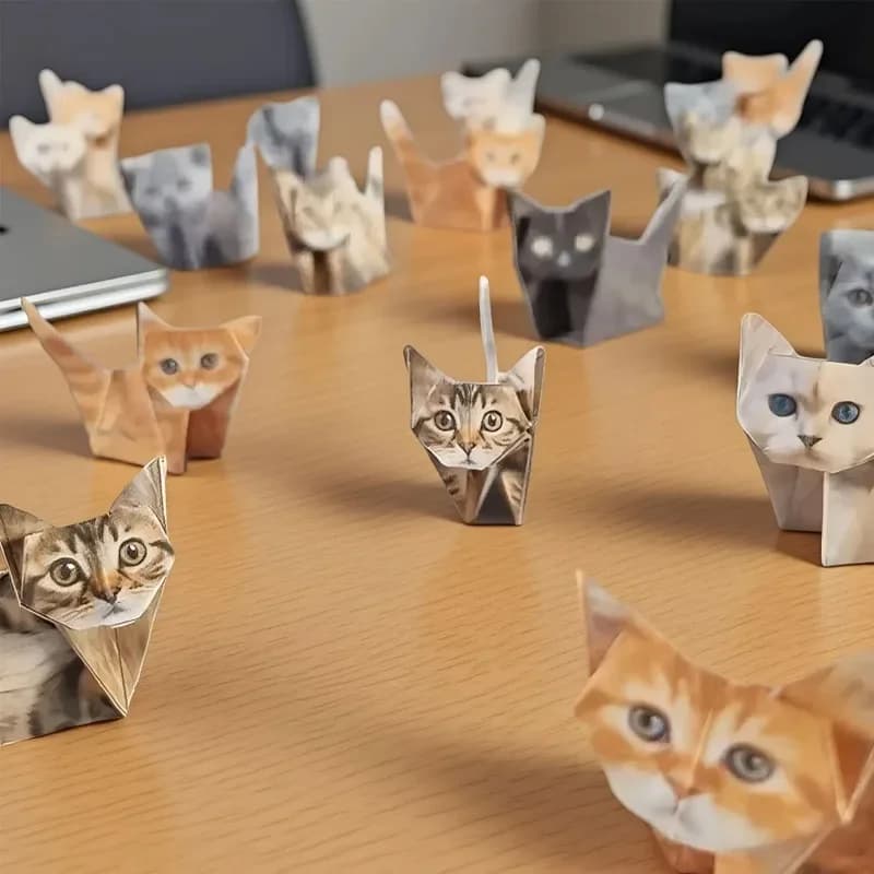 DIY Origami Cat Creative Paper Folding Animal Craft Decorative Ornament Cute Handmade Artwork Home Desk Shelf Kids Room Party