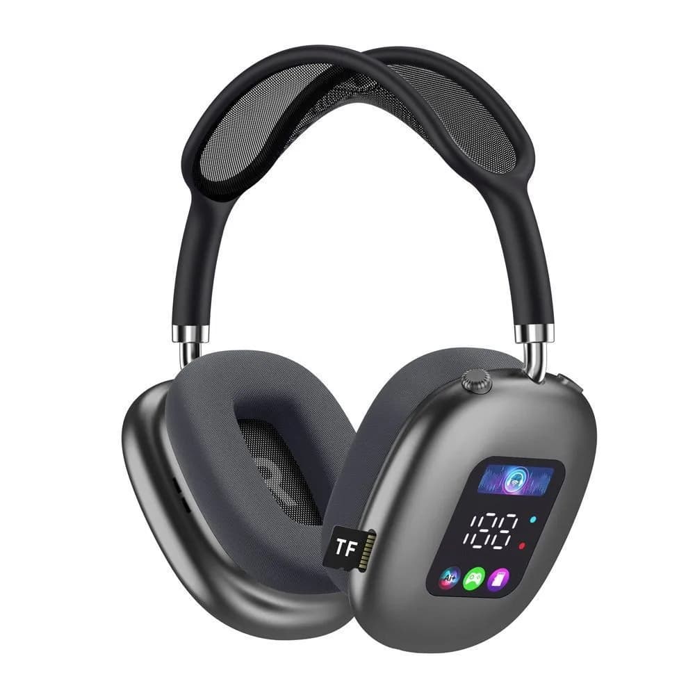 Wireless Bluetooth Headphones LED Digital Display Support TF Card Over Ear Headset Stereo Bass Gaming Music Headphone