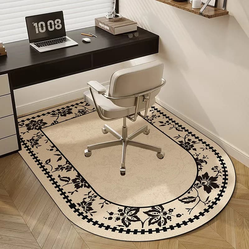VIKAMA Luxury-Style U-Shaped Computer Chair Rug, Study Chair, Roller, Living Room, Bedroom, Vanity Chair Floor Mat Decoration