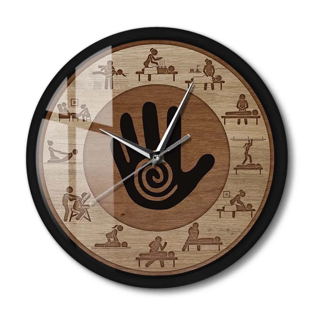 Massage physical therapy with metal structure silent round wall clock Relax body care watch for Spa Salon Therapy Business Sign