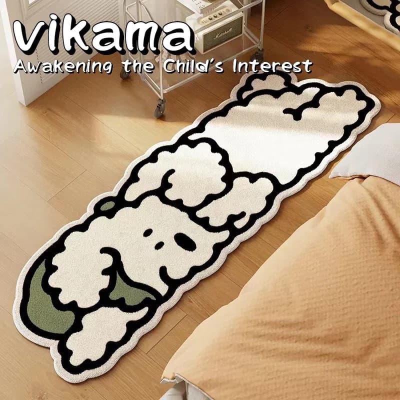 VIKAMA cane cartone animato finto cashmere tappeto coperta e aree della stanza cuscino del piede camera da letto comodino soggiorno tavolino divano
