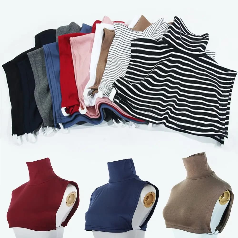 New Solid Color Turtleneck Fake Collar Detachable Extensions Mock Neck Cover Women Muslim Modal Half Top Blouse